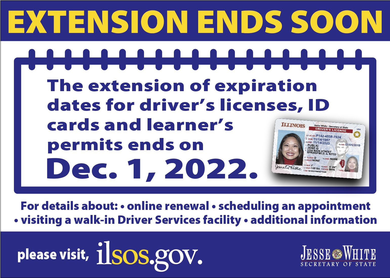 Driver’s License and ID Card Expiration Extension Ends Dec. 1 WLDS