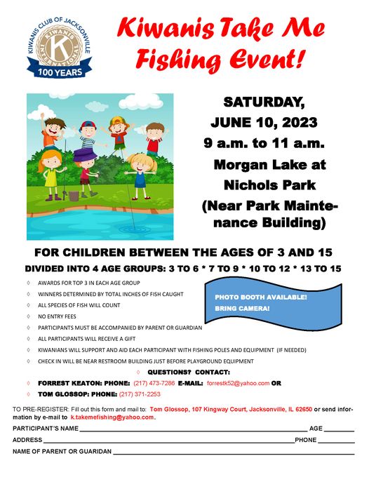 Kiwanis Take Me Fishing Event at Nichols Park on Saturday - Vimarsana News